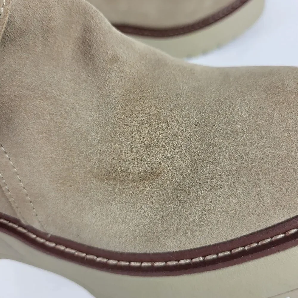 Blondo Giovanni Waterproof Platform Ankle Boots Beige Size 9M